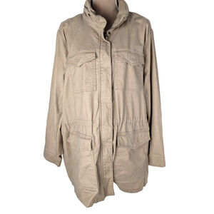 Lands End Canvas Women's Hooded Utility Jacket Cargo 24W 26W Pocket Outdoor